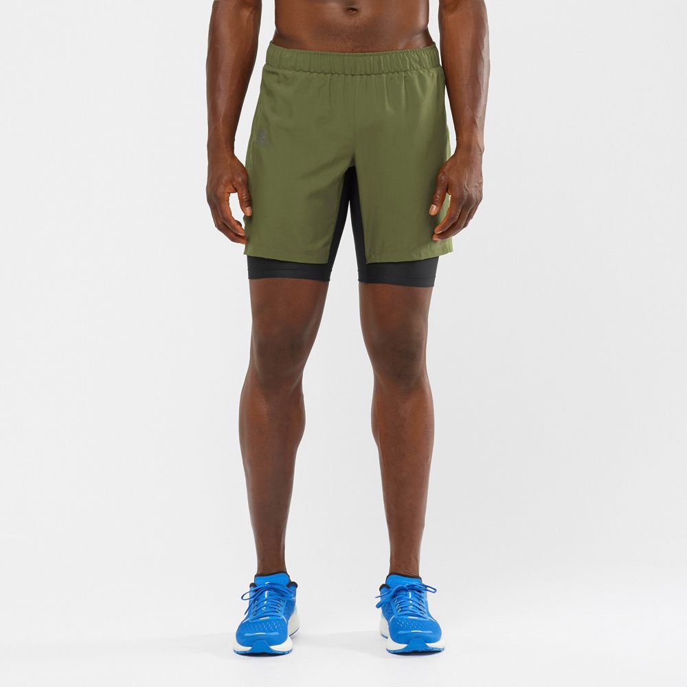 Salomon Singapore Mens Shorts - XA TWINSKIN Olive | 80231-NUED